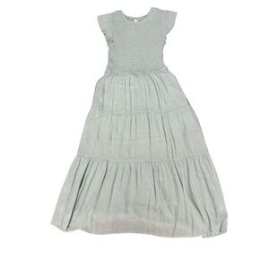 Mine Light Green modest smocked top dress with tiered bottom